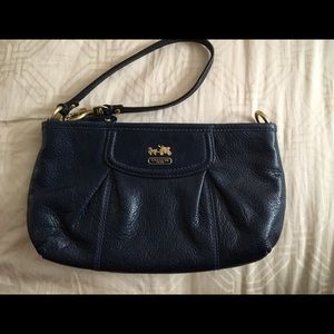 Navy leather Coach wristlet
